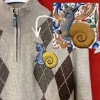 Medieval Snail Cat Argyle Sweater