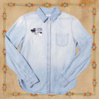 Angel or Devil Cat Denim Shirt