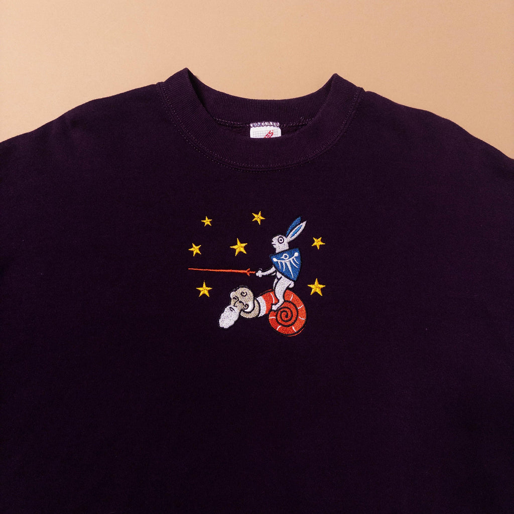 Medieval Rabbit Riding Snail Crewneck Sweatshirt