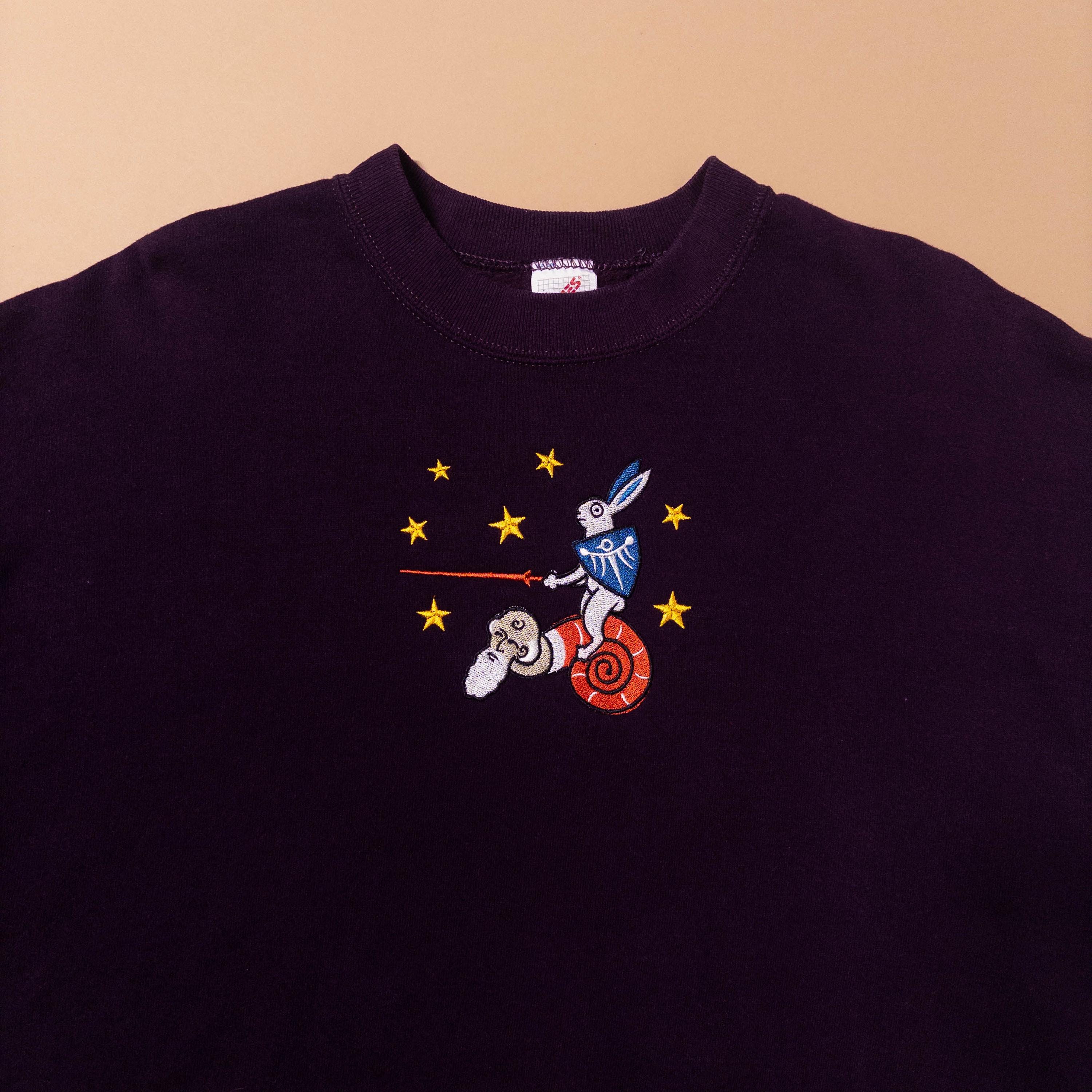 Medieval Rabbit Riding Snail Crewneck Sweatshirt