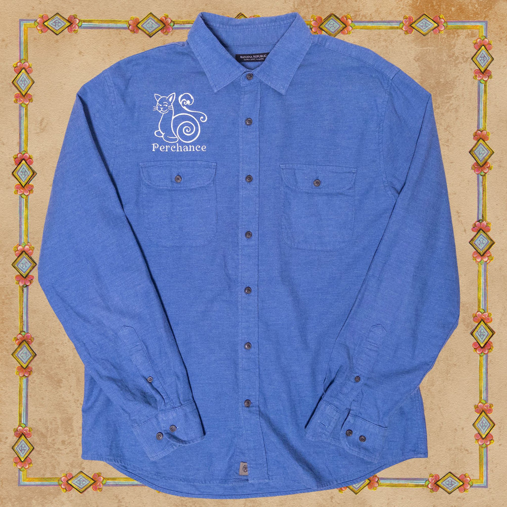 Strange Medieval Snail Cat Blue Flannel Shirt