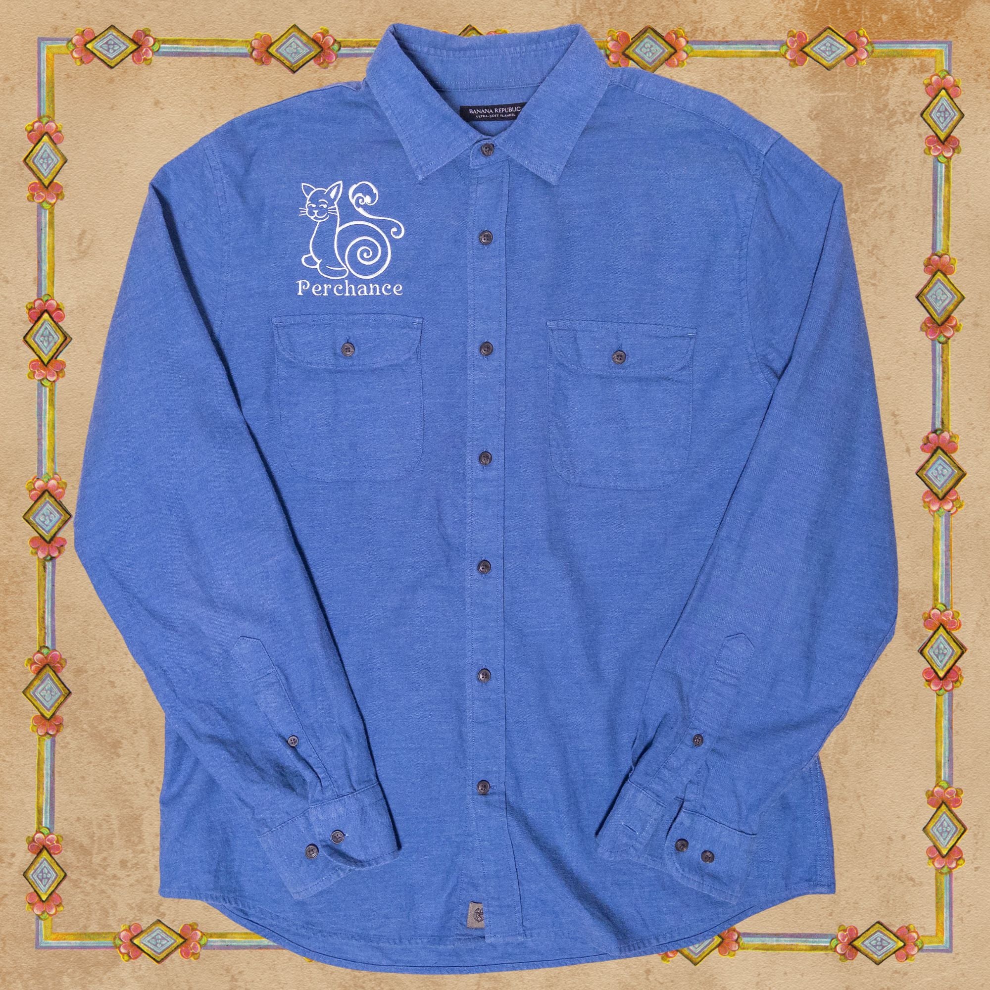 Strange Medieval Snail Cat Blue Flannel Shirt