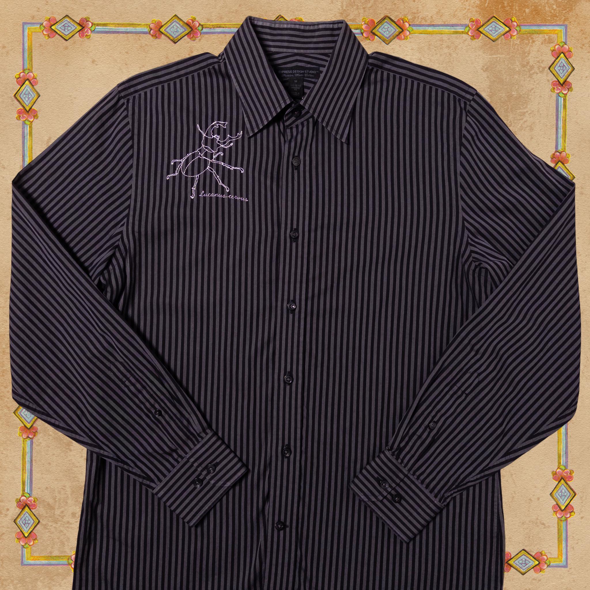 Stag Beetle Striped Button-Up Shirt