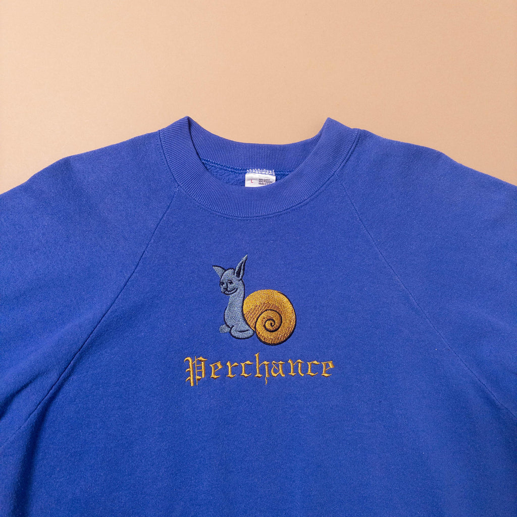 Medieval Snail Cat Crewneck Sweatshirt in Light Blue