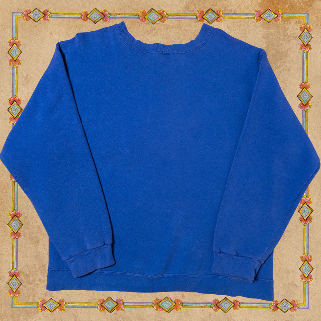 Medieval Rabbit Riding Snail Creature Crewneck Sweater in Light Blue