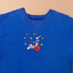 Medieval Rabbit Riding Snail Creature Crewneck Sweater in Light Blue