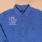 Strange Medieval Snail Cat Blue Flannel Shirt