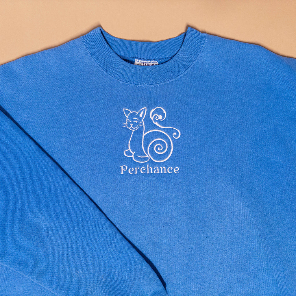 Medieval Snail Cat Crewneck Sweater in Blue