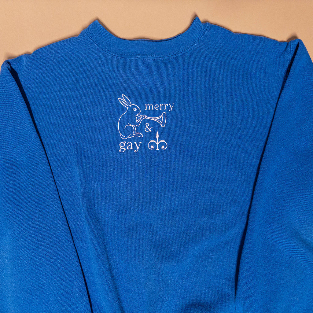 Merry and Gay Rabbit With Trumpet Crewneck