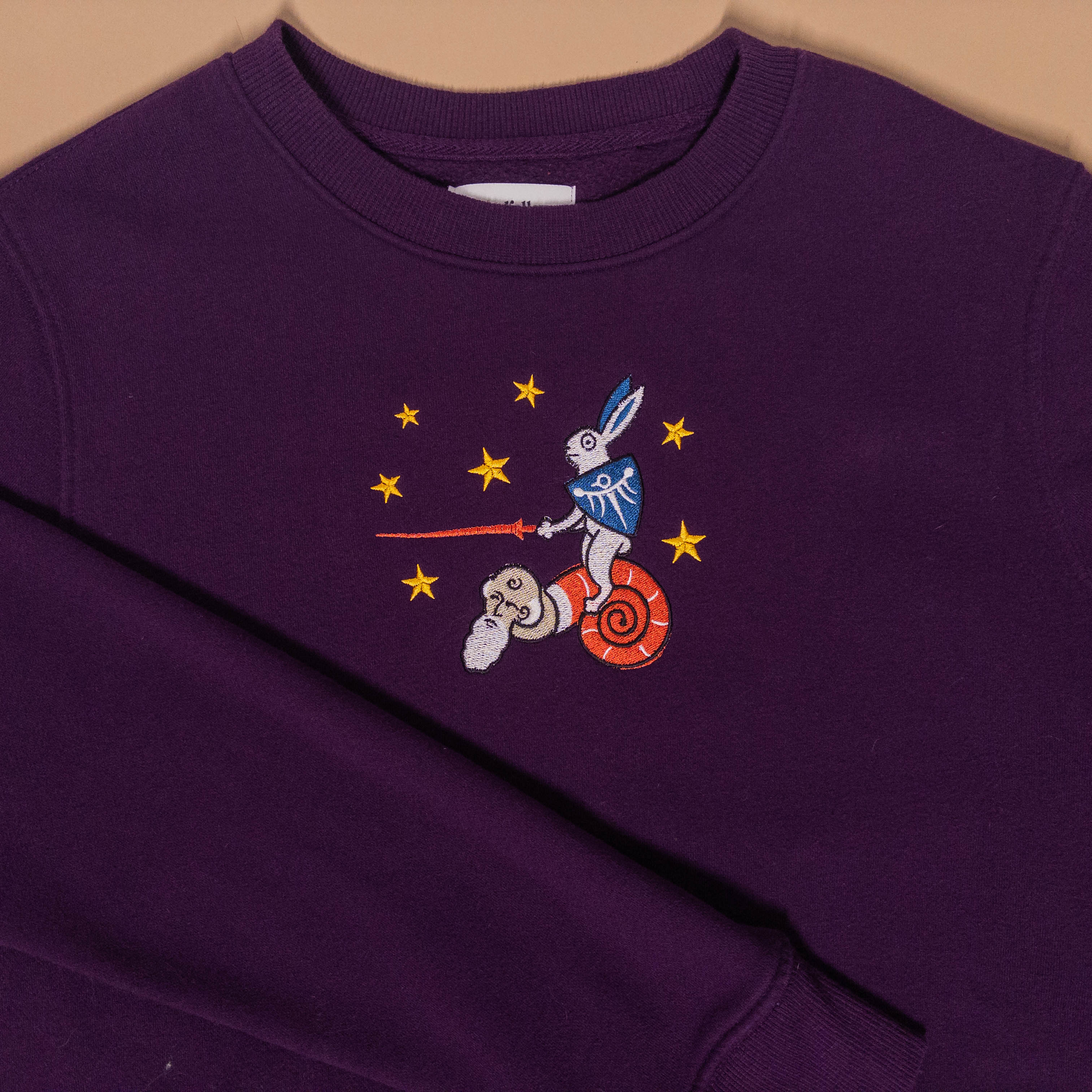 Medieval Rabbit Riding Snail in Purple