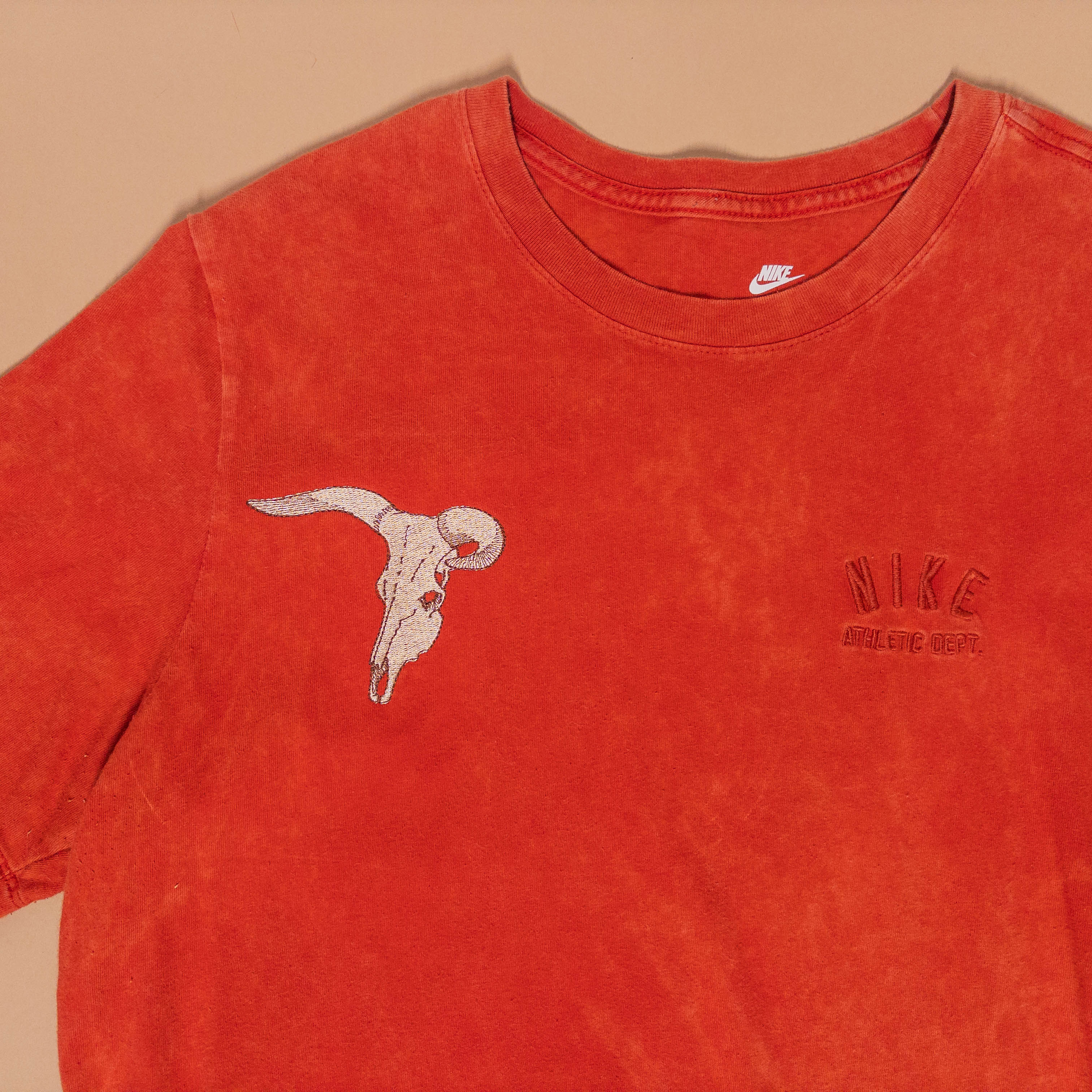 Upcycled Nike Western Cow Skull Tee