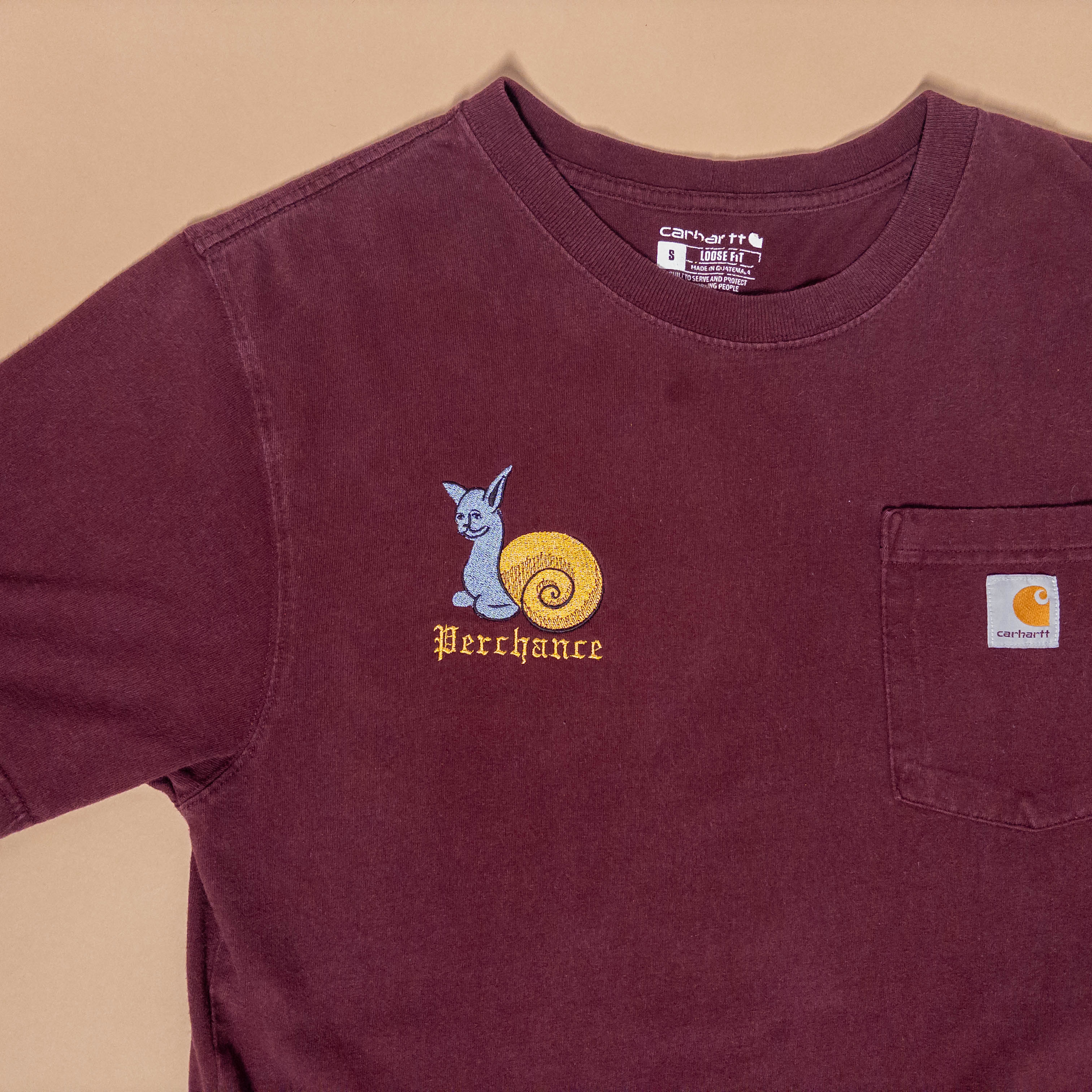 Upcycled Carhartt Medieval Snail Cat Tee