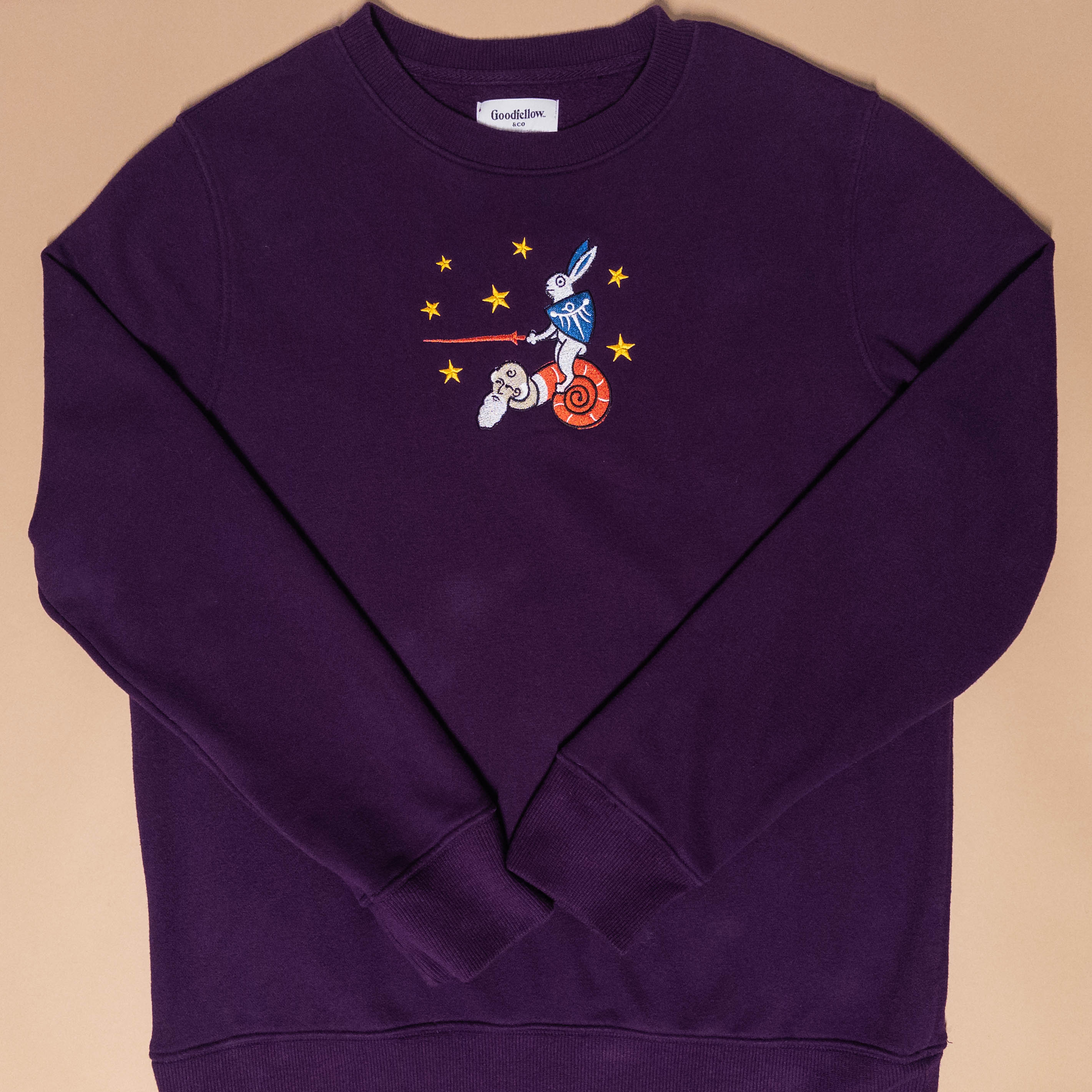 Medieval Rabbit Riding Snail in Purple