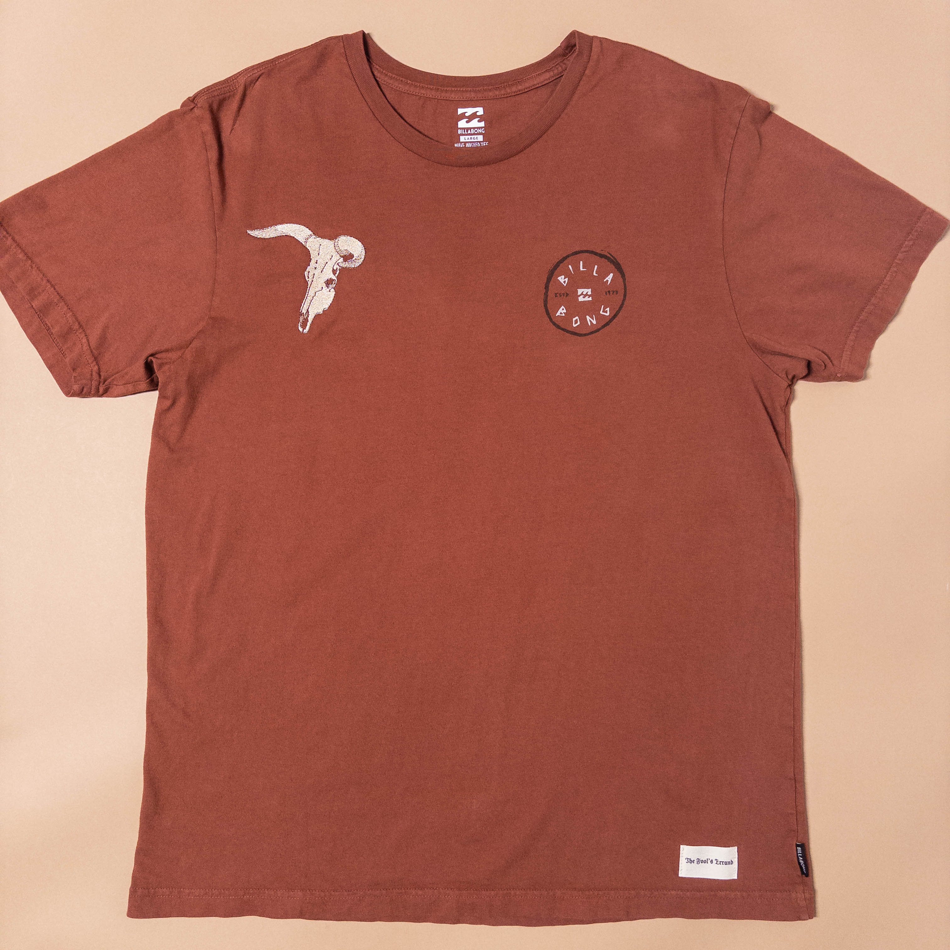 Upcycled Billabong Western Skull Tee in Rust
