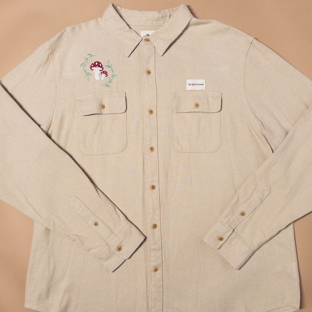 Mushroom Button-Up Shirt in Cream | XXL