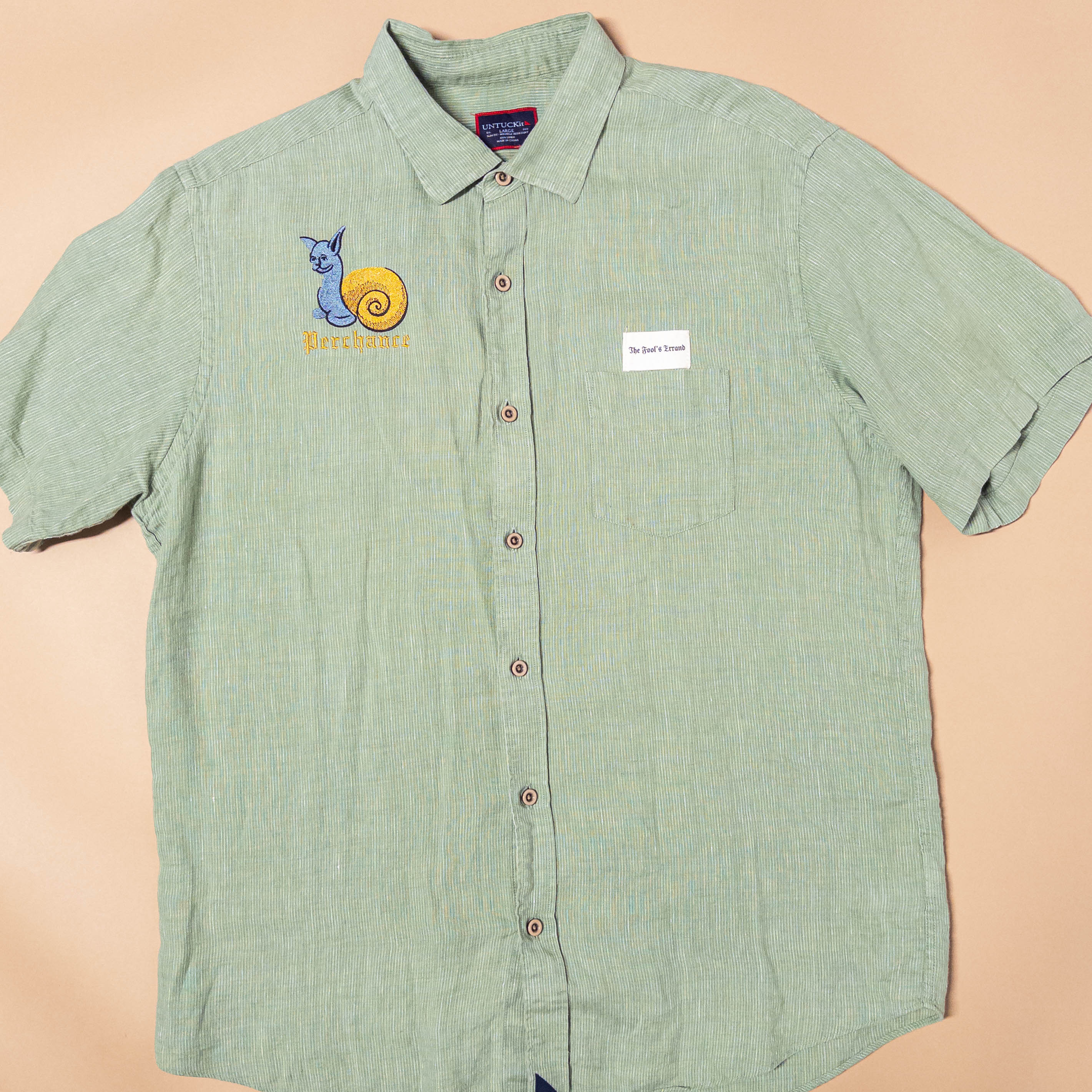 Medieval Snail Cat Linen Shirt | Medium
