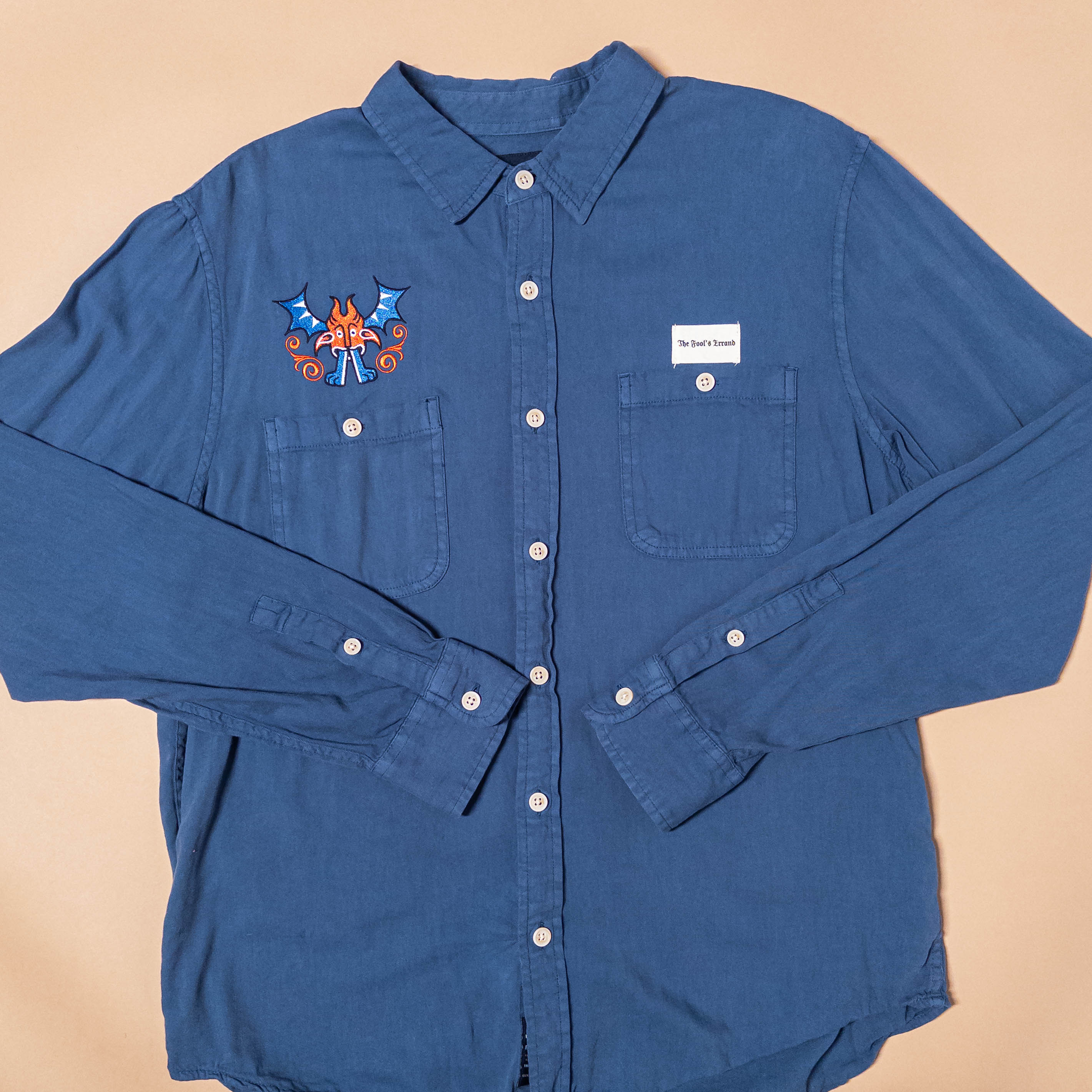 Medieval Demon Button Up in Blue | Large