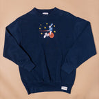 Medieval Rabbit Riding Snail Creature Crewneck Sweatshirt | Navy