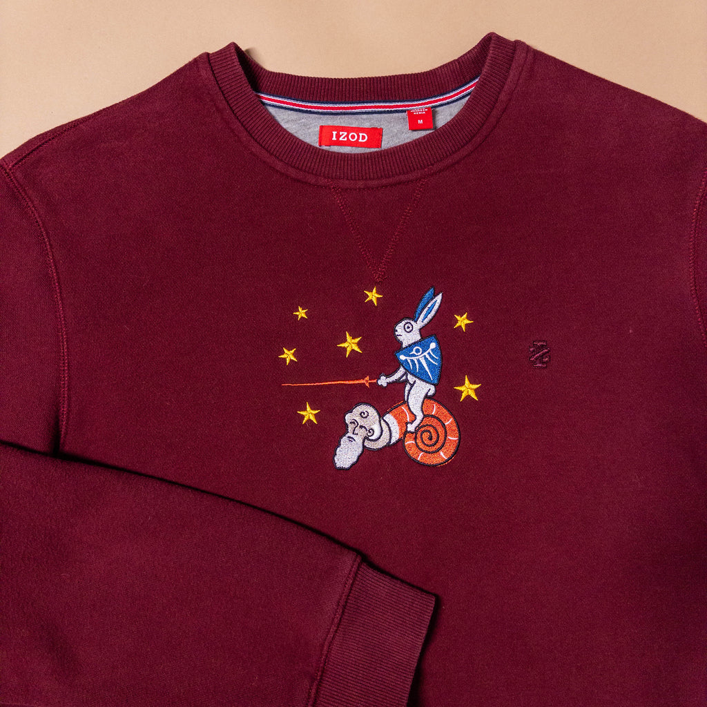 Medieval Rabbit Riding Old Snail in Maroon | Medium