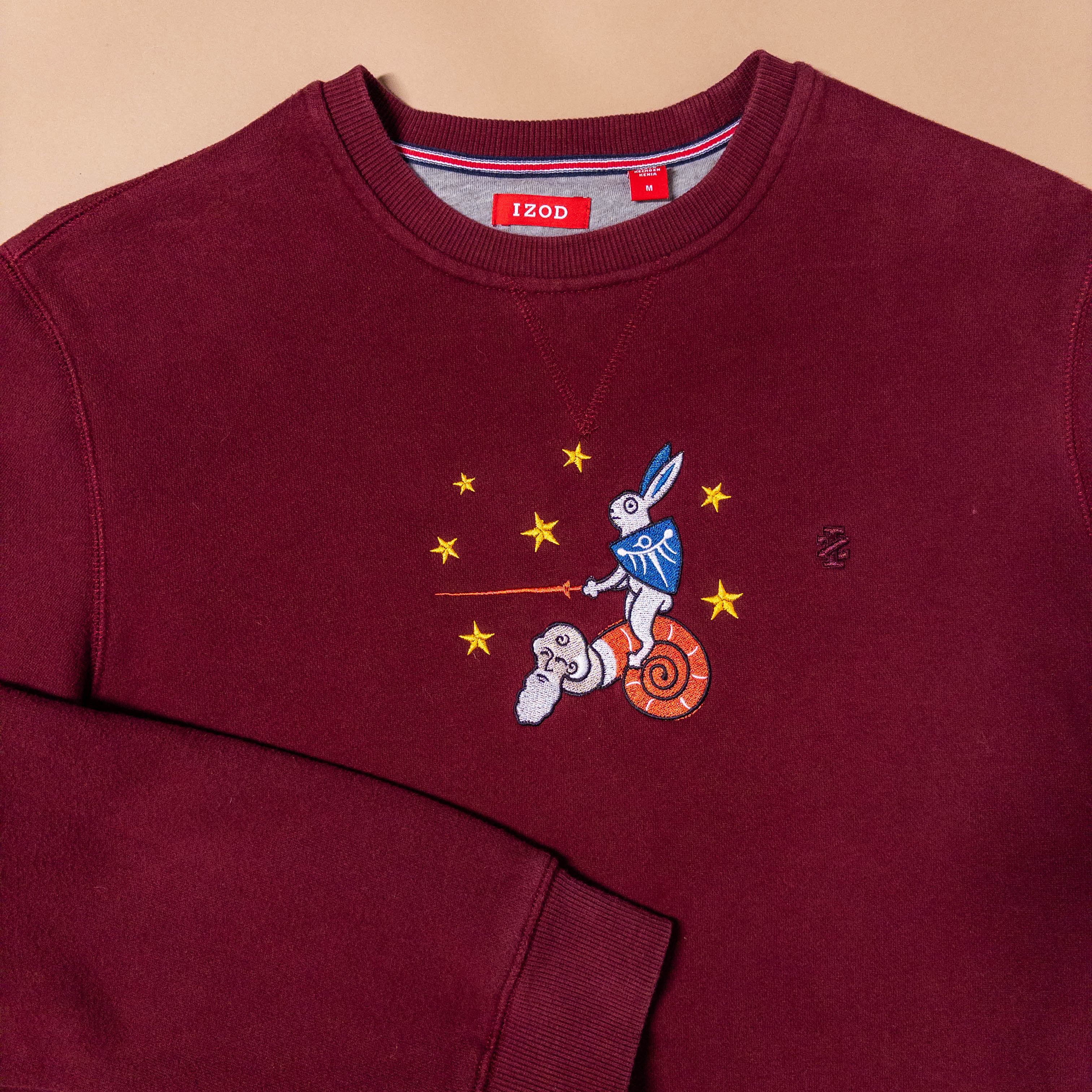 Medieval Rabbit Riding Old Snail in Maroon | Medium