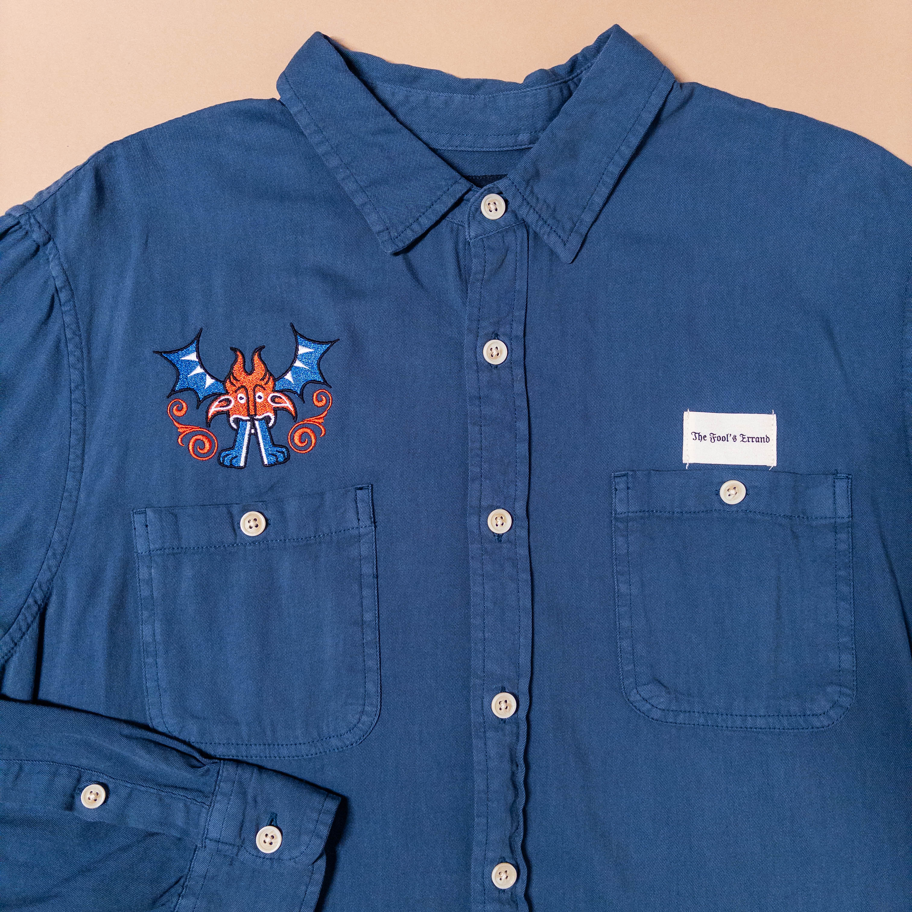 Medieval Demon Button Up in Blue | Large
