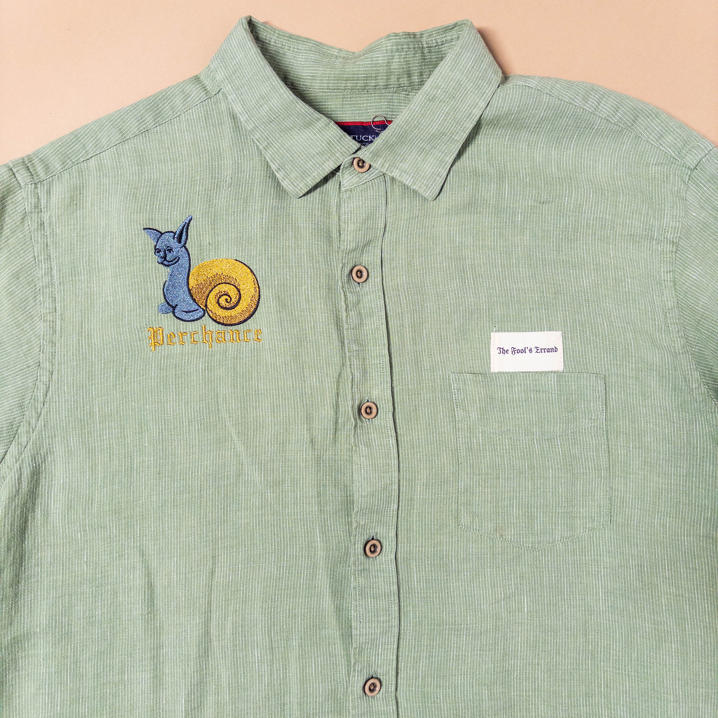 Medieval Snail Cat Linen Shirt | Medium
