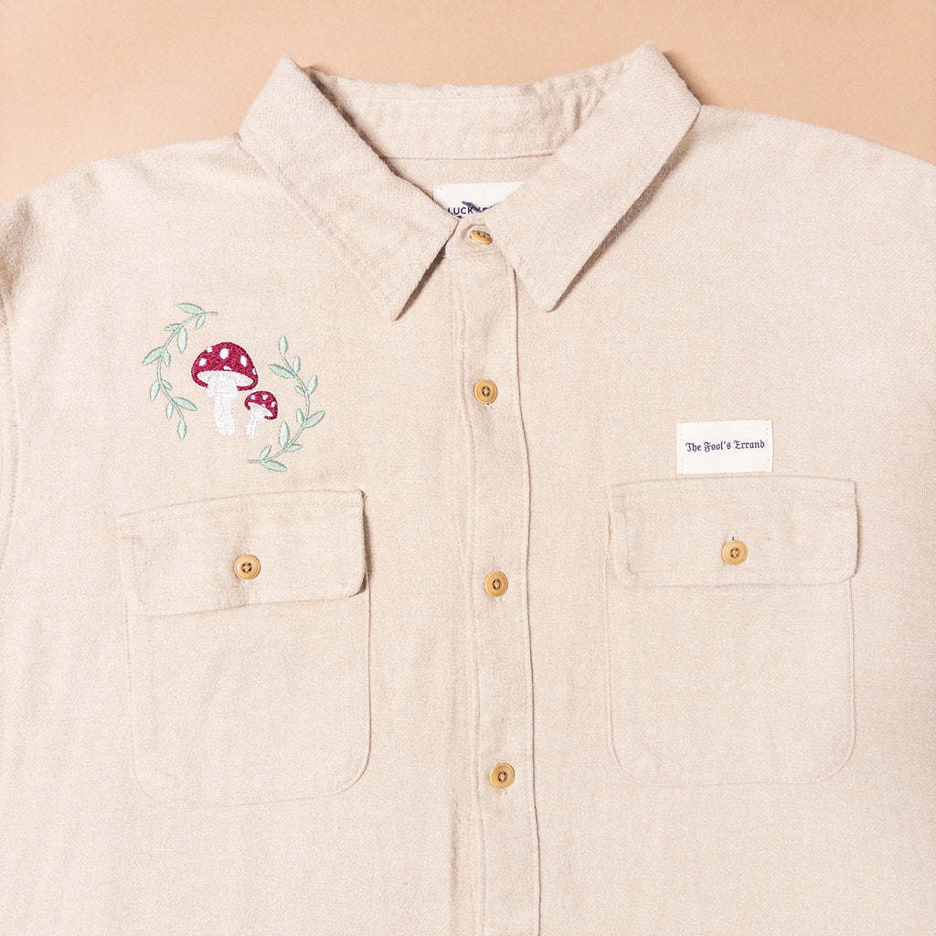 Mushroom Button-Up Shirt in Cream | XXL