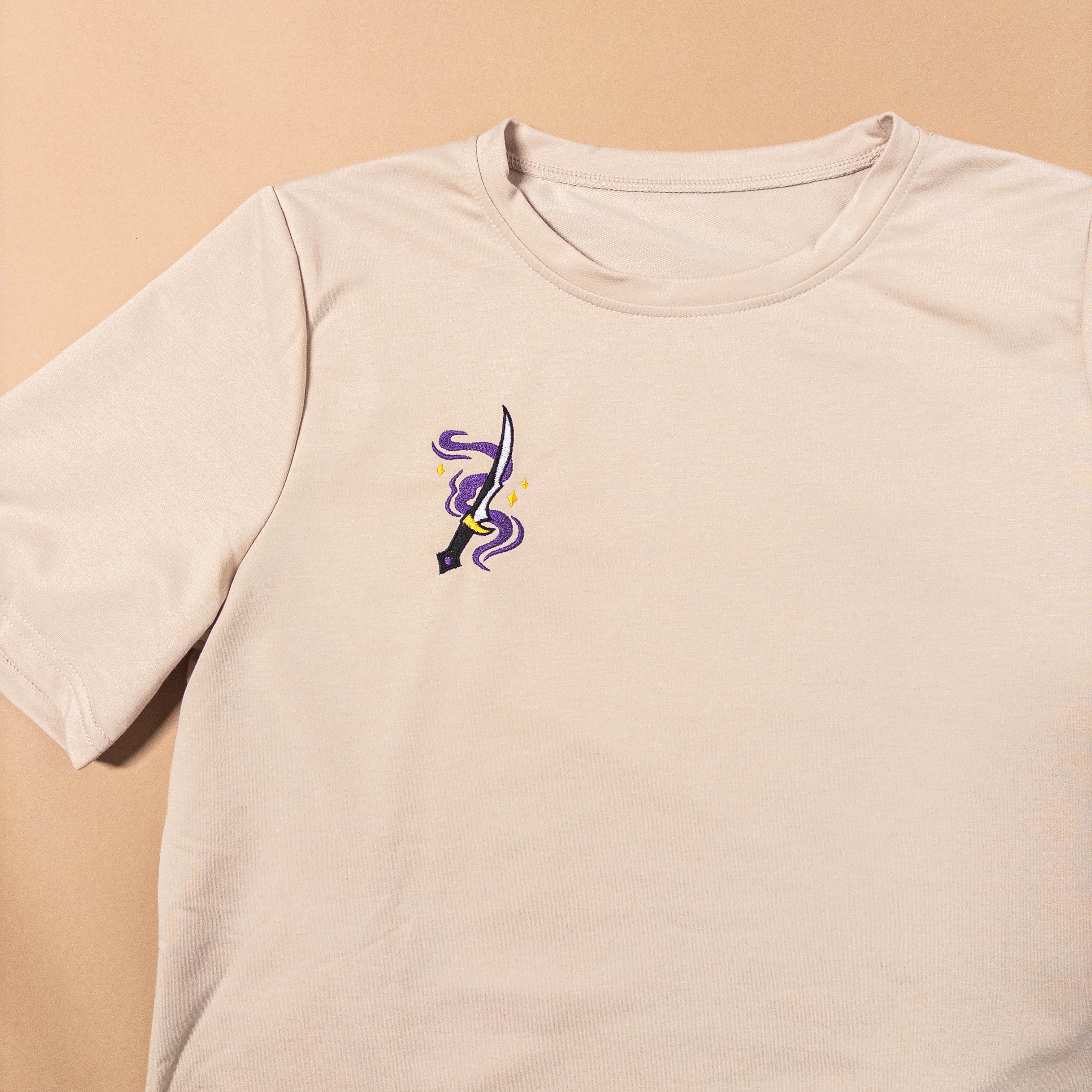 Nonbinary Pride Fantasy Dagger Cropped Shirt in Cream | Medium