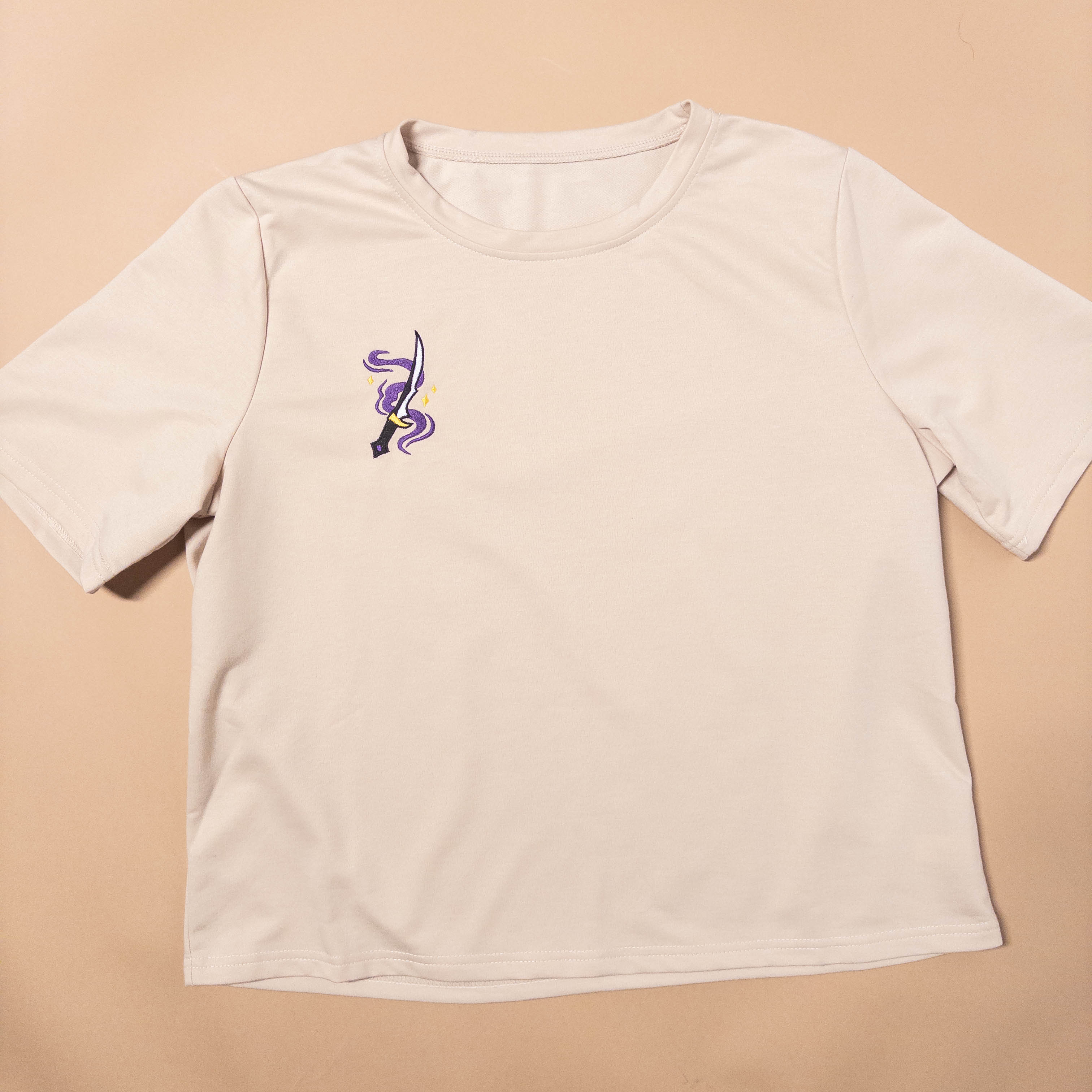 Nonbinary Pride Fantasy Dagger Cropped Shirt in Cream | Medium