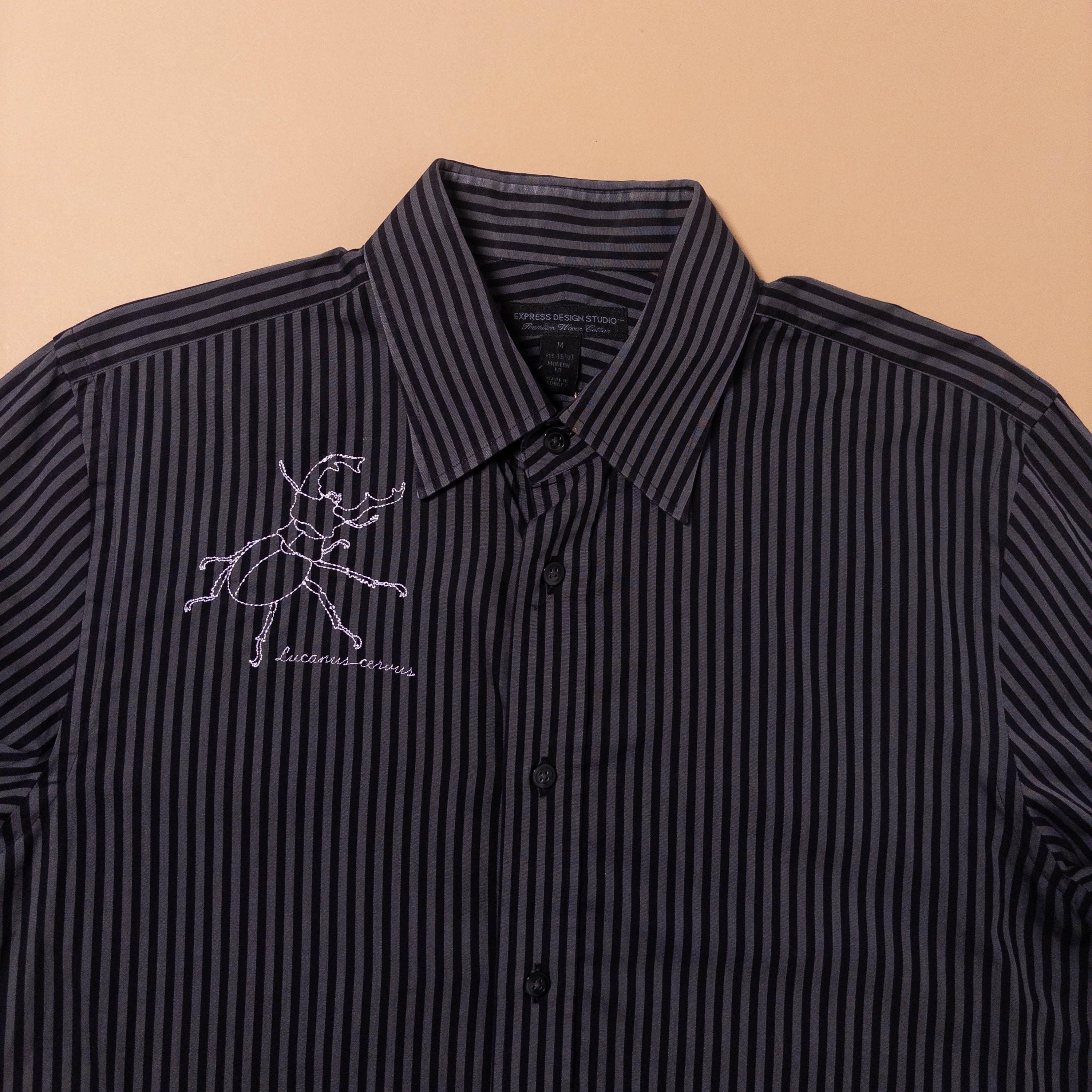 Stag Beetle Striped Button-Up Shirt