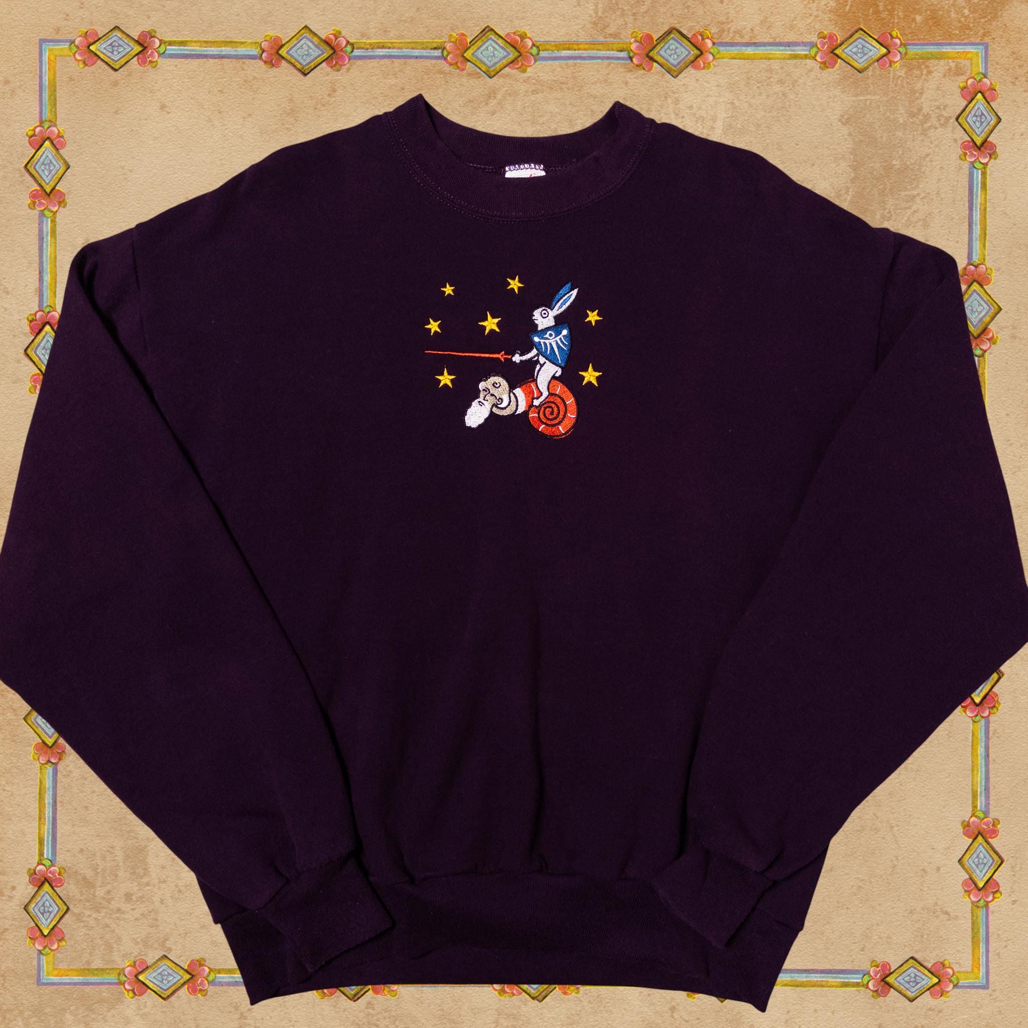 Medieval Rabbit Riding Snail Crewneck Sweatshirt
