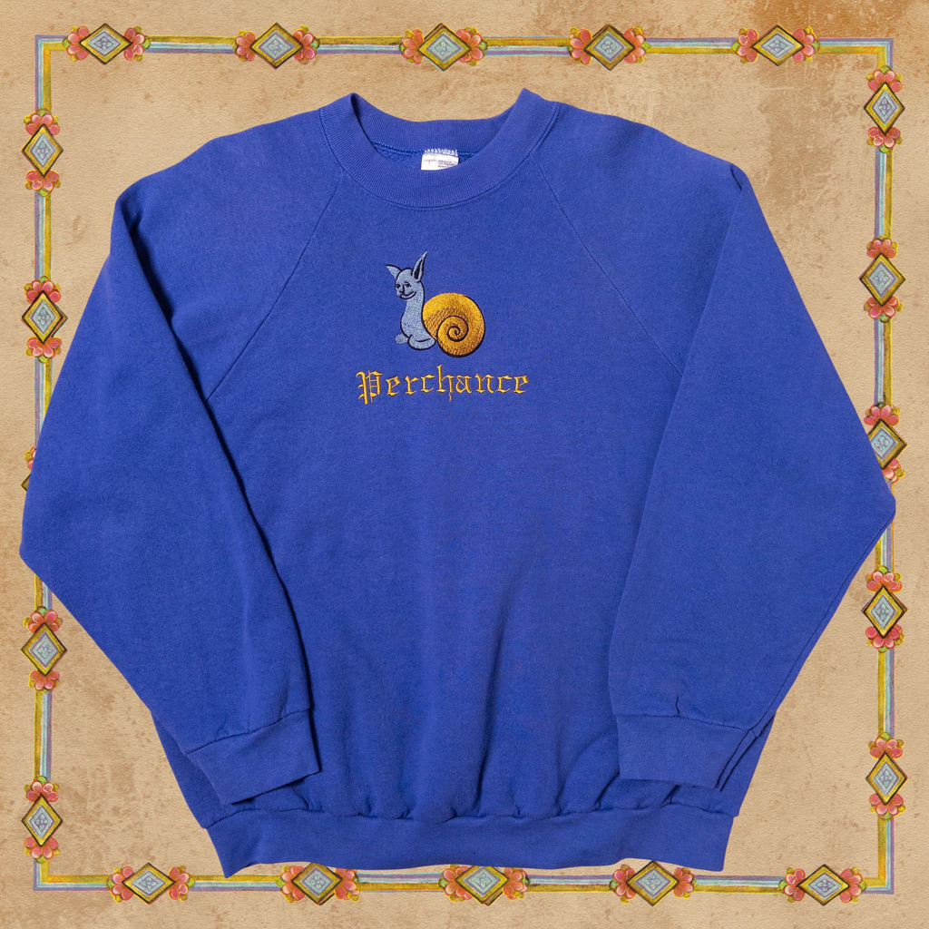 Medieval Snail Cat Crewneck Sweatshirt in Light Blue