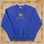 Medieval Snail Cat Crewneck Sweatshirt in Light Blue
